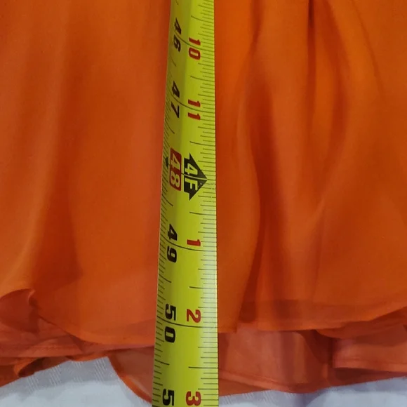 Vtg Niteline Chic  Orange Silk  Gown with Silver Accents - Picture 11 of 16